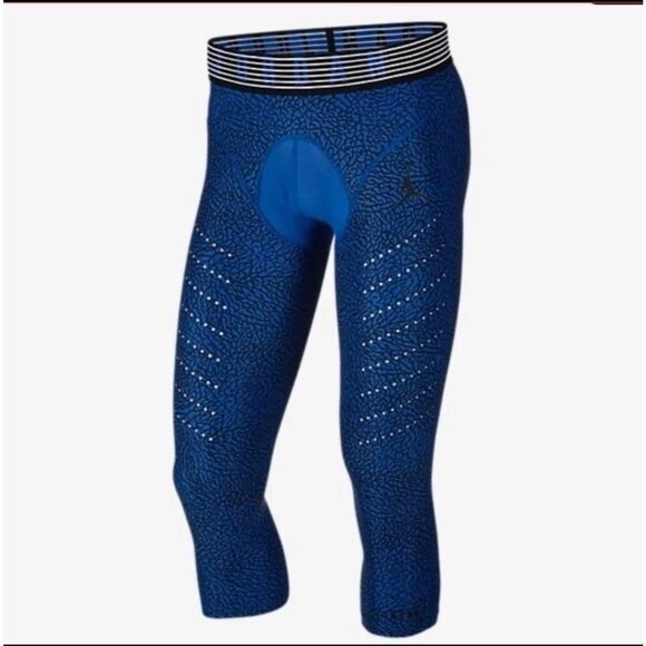 Air Jordan Alpha Elephant Printed 3/4 Tights Mens Nike DRIFIT Blue Large - Picture 1 of 7